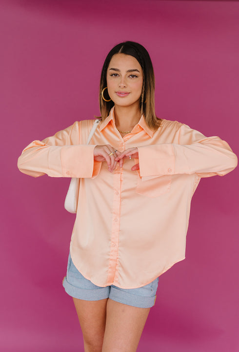 Satin Summer Top// Peach